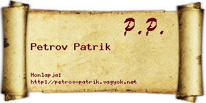 Petrov Patrik névjegykártya